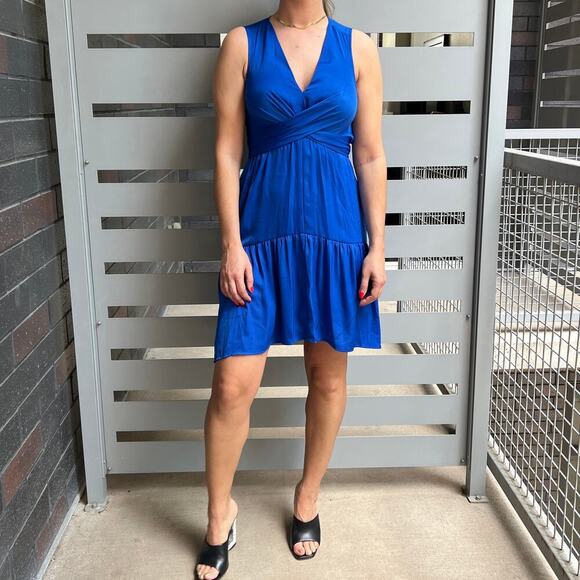 Kobi Halperin Cobalt Blue Sleeveless V Neck Wrap Dress Size XS - Picture 1 of 7
